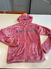 Y2K bebe SPORT Pink Plush Zip-Up Hoodie Size L