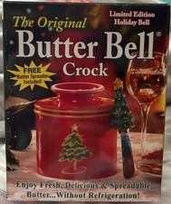 The Original Butter Bell Crock Holiday / Christmas Bell w/ Spreader Vintage New