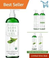 Organic Aloe Vera Gel 12oz USDA Certified Hydrating Moisturizer for Skin Hair
