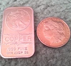 1 oz walking liberty copper bar plus 1/4 oz morgan copper round