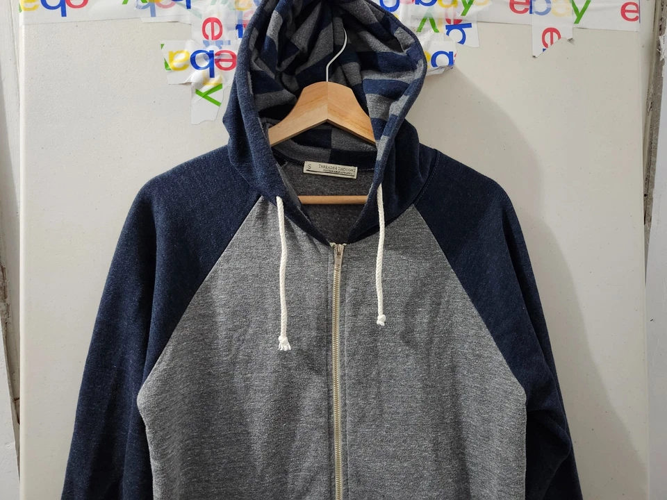 Threads 4 Thought Sweatshirt Mens S Zip Hoodie Raglan Colorblock Organic Blend - Image 3 of 4
