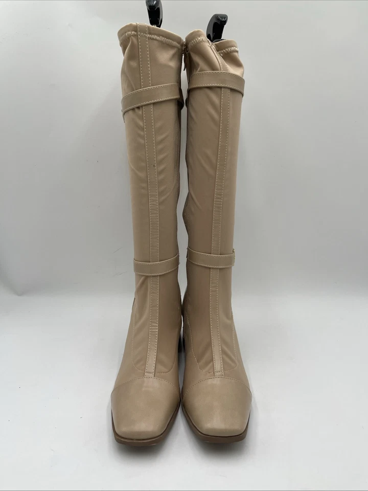 Journee Collection Mujer Gaibree Botas Anchas de Pantorrilla Beige Talla 9.5 Foto 2 de 4
