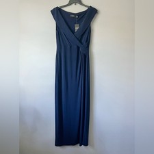 Lauren Ralph Lauren Portrait Collar Cap Sleeve Crepe Sheath Gown Navy Size 14