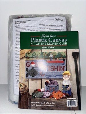 Mesh Plastic Canvas Herrschners Gone Fishing Kit Craft Craft Kit Yarn Kit