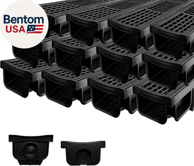 B Class Driveway Channel Drain with HDPE Grate-19.7Lx5.5Wx3.9H In. Shallow Profi