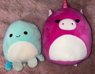 Lot Of 2 Excellent Preowned Squshmallows 12'' Pink Unicorn Pig & 10'' Octopus