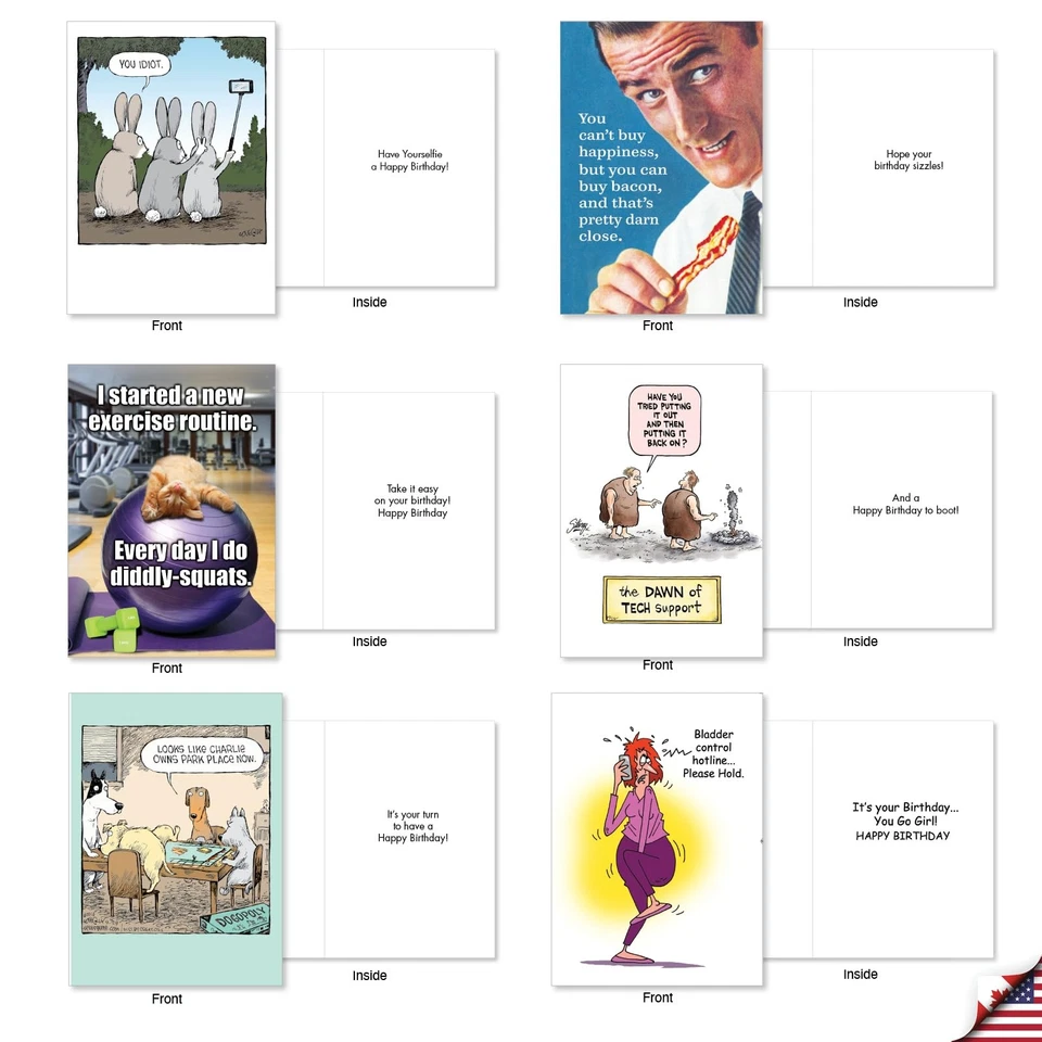 20 caixas sortidas de cartões engraçados de aniversário com envelopes 5 x 7 para homens,... - Imagem 4 de 4
