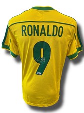 RONALDO NAZARIO SIGNED BRAZIL HOME 1998 WORLD CUP SHIRT (ACG CERT AG16633)