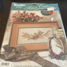 Vintage Bucilla Victorian Spray Ribbon Embroidery Kit 40972 Craft Project New