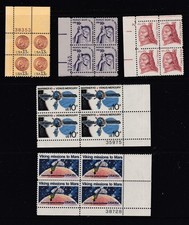 U.S. Postage Unchecked.lot of 19 stamps  5 Plate Blocks . MT/NH Lot 1497