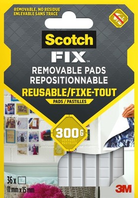 Scotch-FIX  Ablösbare Klebepads Klebesticker 11x15mm 36 Stück Packung