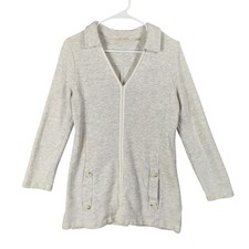 Soft Surroundings Womens Neutral Coastal Tunic Sweatshirt S Gray French Terry
