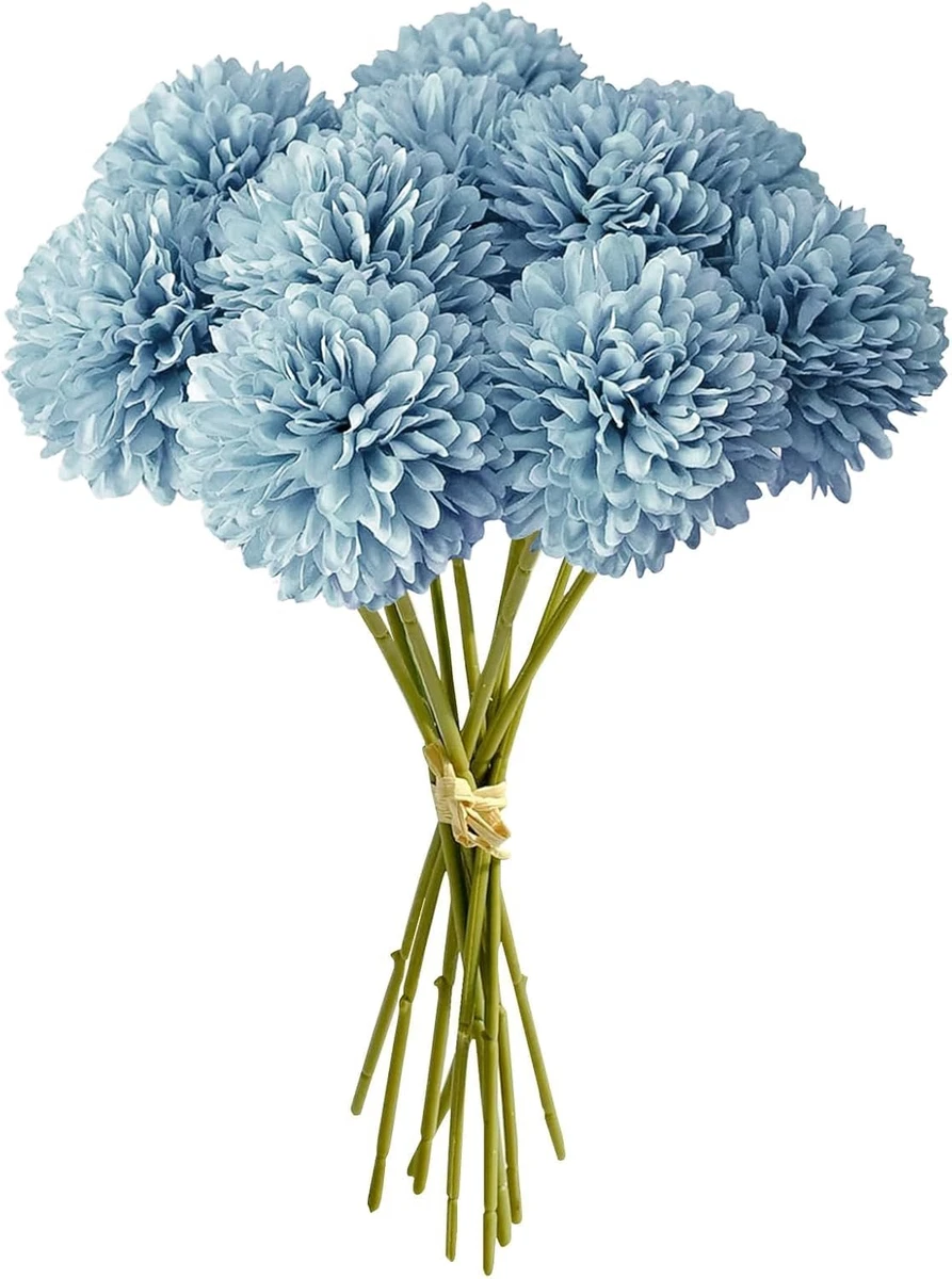 20 Fiori Artificiali Di Ortensia in Seta, Con Steli E Foglie