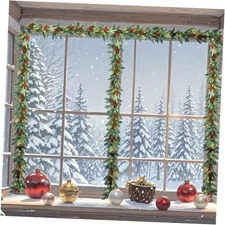 6 FThristmas Garland with Lights Artificialhristmas Garlands with Red Berries C