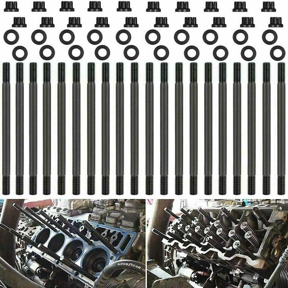 Juego de pernos de junta de culata con clavijas de 20 mm para 03-10 Ford 6,0 L E350 F250 turbo diésel Foto 2 de 4