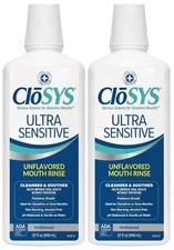 CloSYS Ultra Sensitive Mouthwash, Unflavored Alcohol 32 Fl Oz (Pack of 2) 
