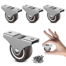 4 Pack 1.5 In Low Profile Fixed Caster Wheels Rubber Furniture Rollers