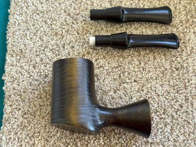 TURKIEWICZ CHERRYWOOD HAND MADE FANCY METALLIC YELLOW GREEN POKER PIPE  6