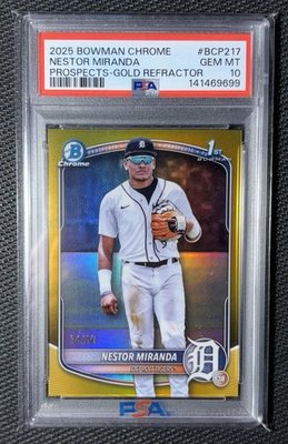#ad 2025 Bowman Chrome Nestor Miranda 1st Gold Refractor 50 #BCP 217 Psa 10 $90.00