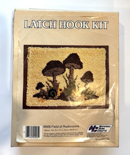 Vintage Latch Hook Kit National Yarn Crafts Field of Mushrooms R606  OPENED 