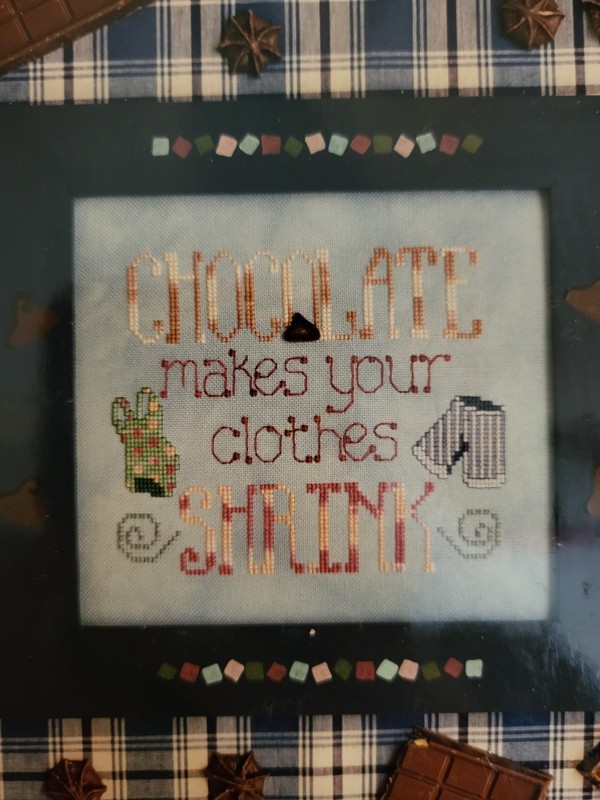 "Chocolate Makes Your Clothes Shrink" Cross Stitch Pattern