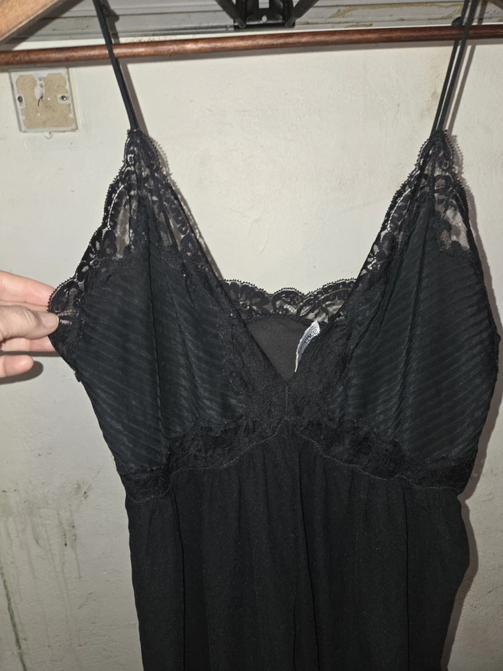 复古 Lily of France Rosa Puleo-Szule 尼龙睡衣 Negligee Med 黑色透明 — 第 2/4 张图片