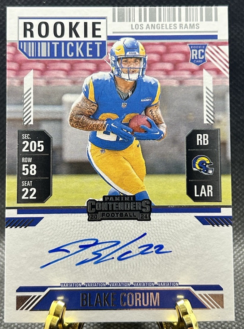 2024 Panini Contenders Blake Corum Rookie Ticket Auto Variation On Card Auto