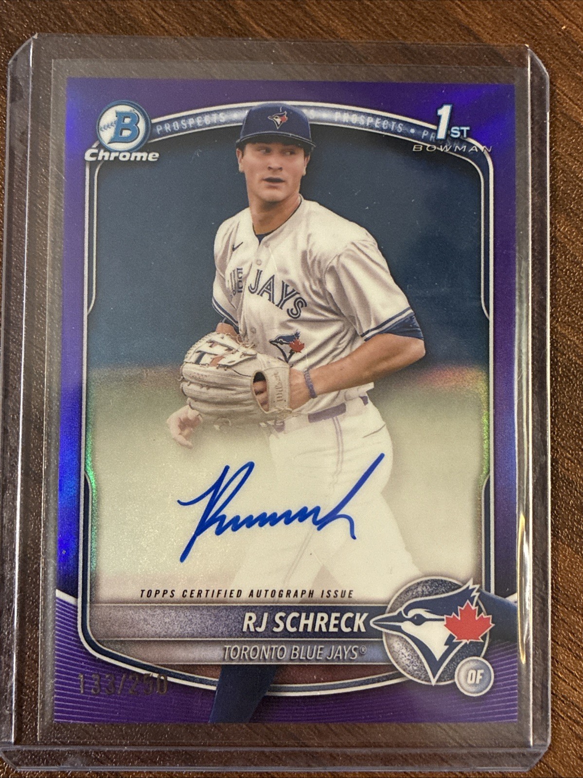 2025 RJ Schreck 1st Bowman Chrome True Purple Auto #123/250 Toronto Blue Jays