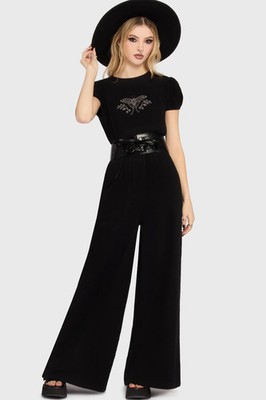 Killstar Gaia Adorned Embroidered One Piece Outfit Womens Crew Neck Puff Sleeve