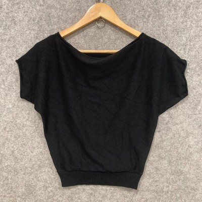NEW Glassons Top Womens Size XS Black Short Sleeve Stretch Fitted 43413