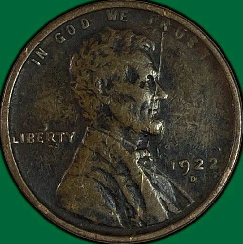 1922-D Lincoln Wheat Cent Very Fine VF Coin, Scratch #34292