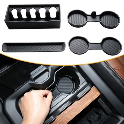 Gear Storage Silicone Mats + Front Rear Cup Coaster Set Compatible RAM 1500 19+