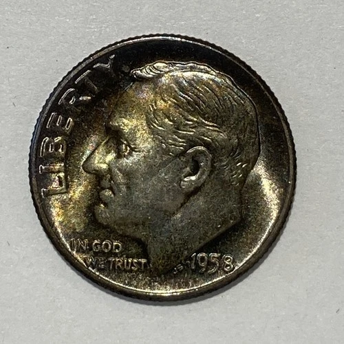1958-P Roosevelt Dime, High Grade BU, Nice Toning