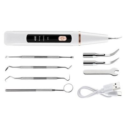 Ultrasonic Electric Teeth Cleaner Plaque Calculus Remover Kit with Mouth Mirror