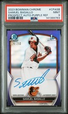 2023 Bowman Chrome Prospect Samuel Basallo Purple Auto CPA-SB /250 PSA 9 