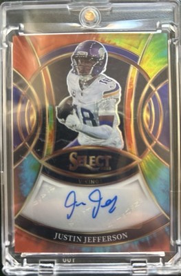 Justin Jefferson 2025 Panini Select Signatures Tie-Dye Prizm SP-JJF 18/25Vikings