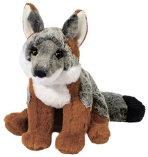 Frankie 9" Grey Fox Soft Douglas Plush Stuffed Animal Red White Silver Doll Toy