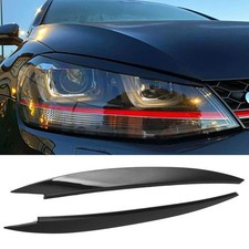 2x Gloss Black Headlight Eyelid Eyebrow Cover Trim Fit VW Golf MK7 Golf R GTI GT