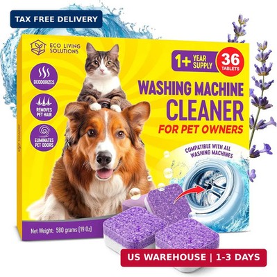 ECO LIVING SOLUTIONS Washing Machine Cleaner Tablets for Pet Owners, 36 Pack, Fr