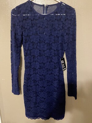 Express Blue Lace overlay dress size small. NWT. 337 | eBay