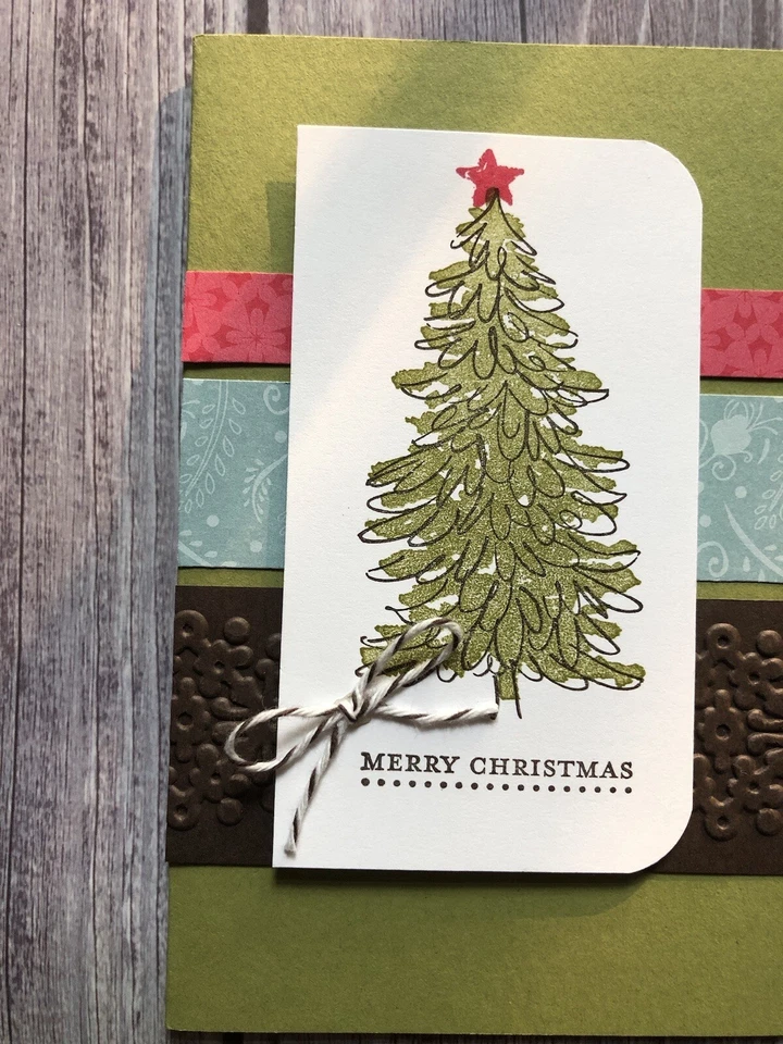 Kit para hacer tarjetas de Feliz Navidad Stampin Up árbol de Navidad kit de tarjetas hechas a mano Foto 4 de 4