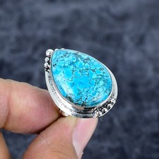 Natural Turquoise Gemstone Handmade 925 Sterling Silver Ring Gift For Her