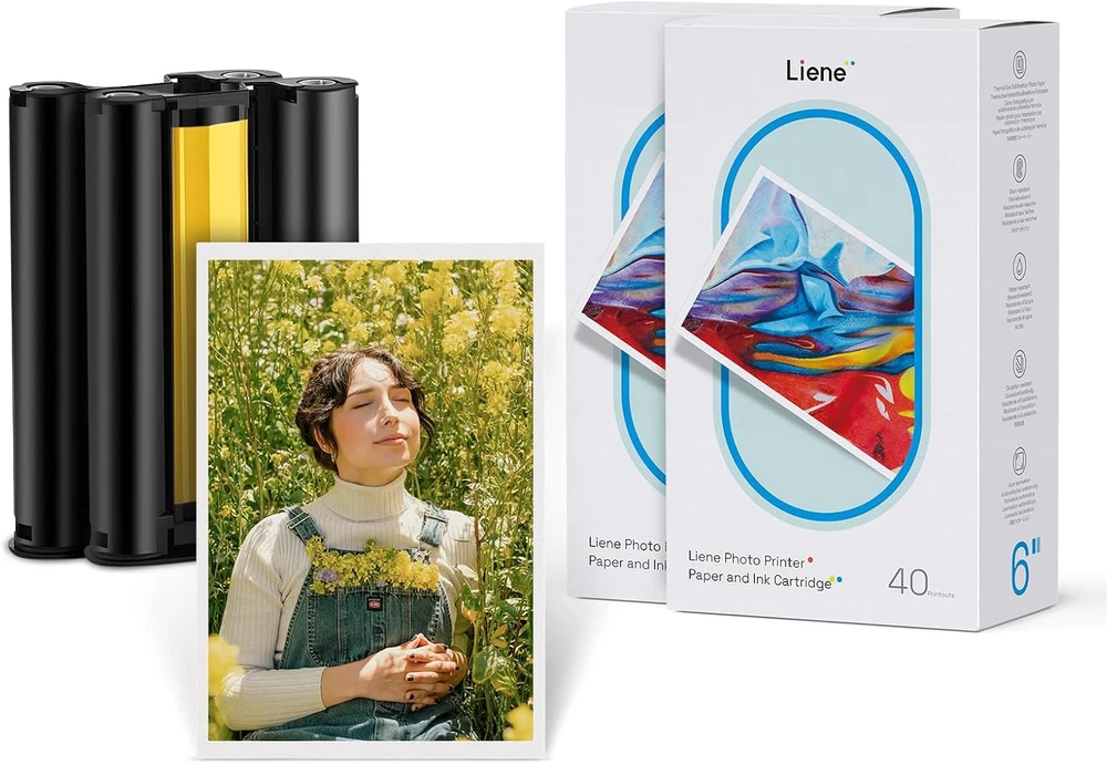 Liene Photo Printer Paper & Ink Bundle - 80 Sheets + 2 Cartridges
