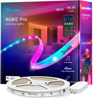 #ad Govee Wi Fi RGBIC PRO LED Strip DIY Color Changing Light Music Sync 49.2FT H619D $38.24