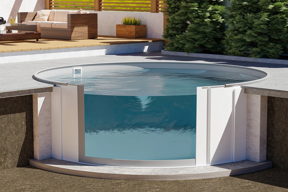 Schwimmbecken Rundbecken Stahlwandpool Rund Pool 420 x 120 cm Folie 0,8 mm grau - Bild 4 von 4