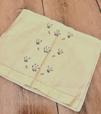 Yellow Vintage Hand Embroidered Multi Colored Flower Linen Tea Bathroom Towel