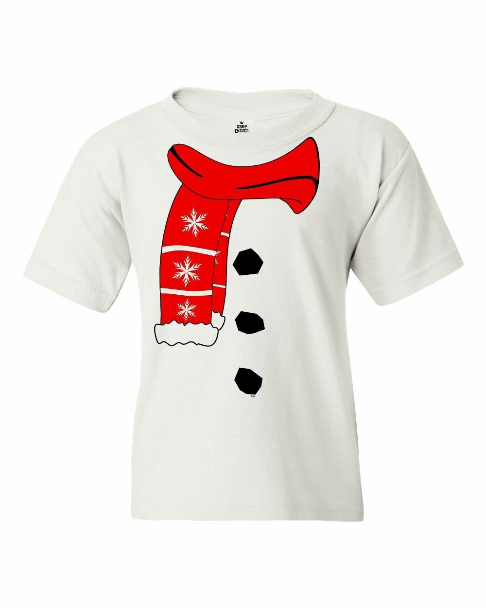 Snowflake Red Scarf Snowman Max 61% OFF Youth's Christmas Costu Indianapolis Mall T-Shirt Cute