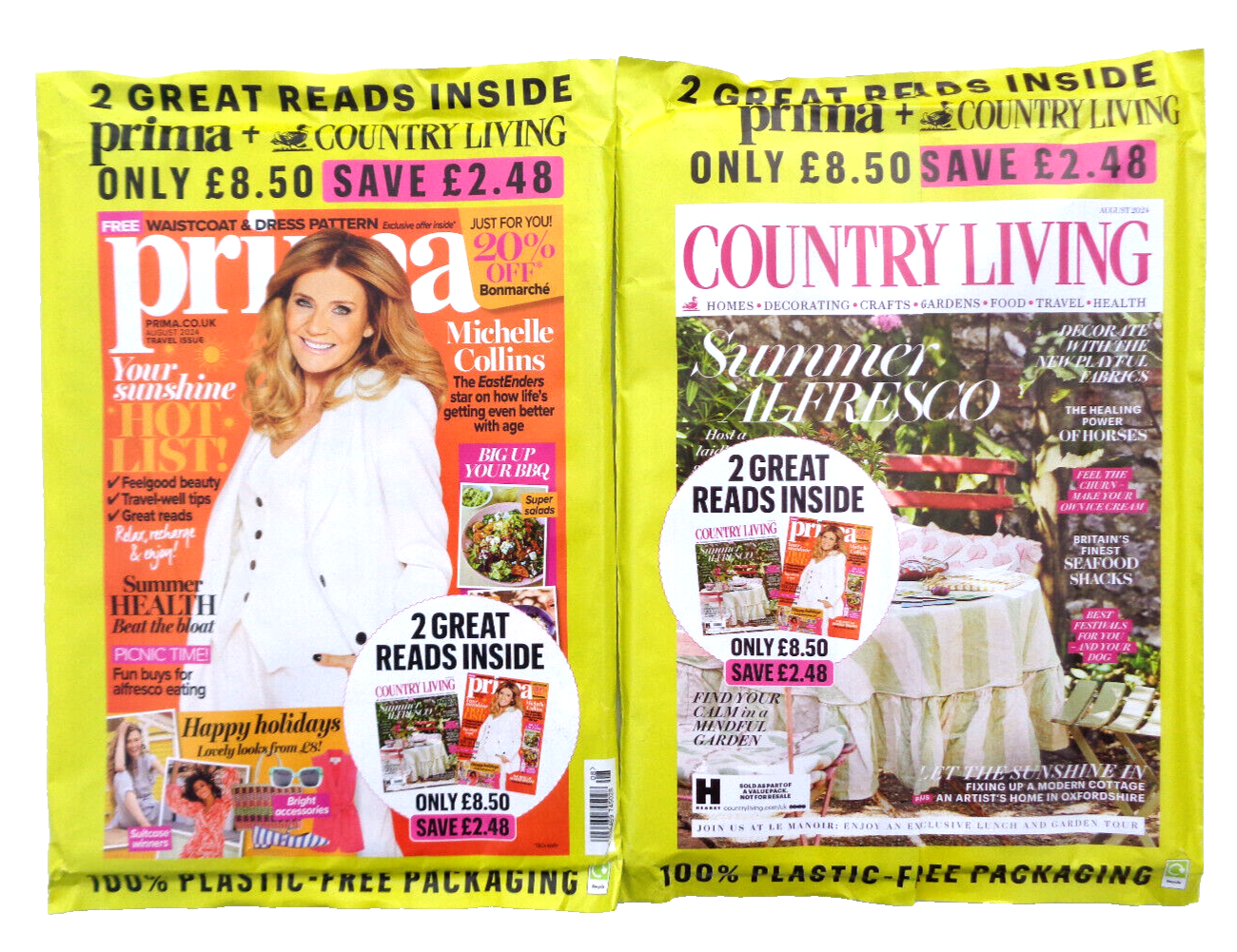 COUNTRY LIVING / PRIMA TWO MAGAZINE PACK JULY 2024 ~ MICHELLE COLLINS ~ NEW ~