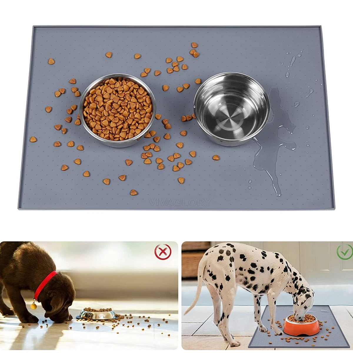 Silicone Waterproof Dog Cat Pet Feeding Mats, Non Slip, Easy Clean Pet Dog  Cat Bowl Mats Placemat 