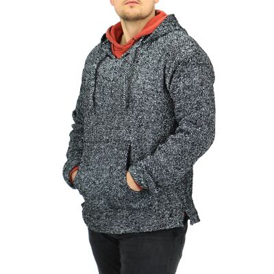 Recycled Mexikanisch Baja Jerga Kapuzenpullover Jacke mit Kapuze Warm Hippy Weiß